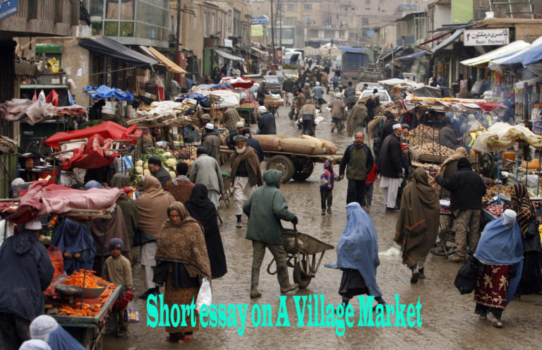 my village market essay in english