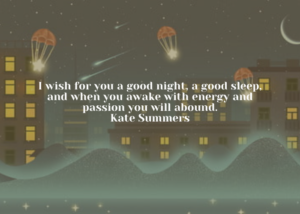 I wish for you a good night, a good sleep, and when you awake with energy and passion you will abound. Kate Summers
